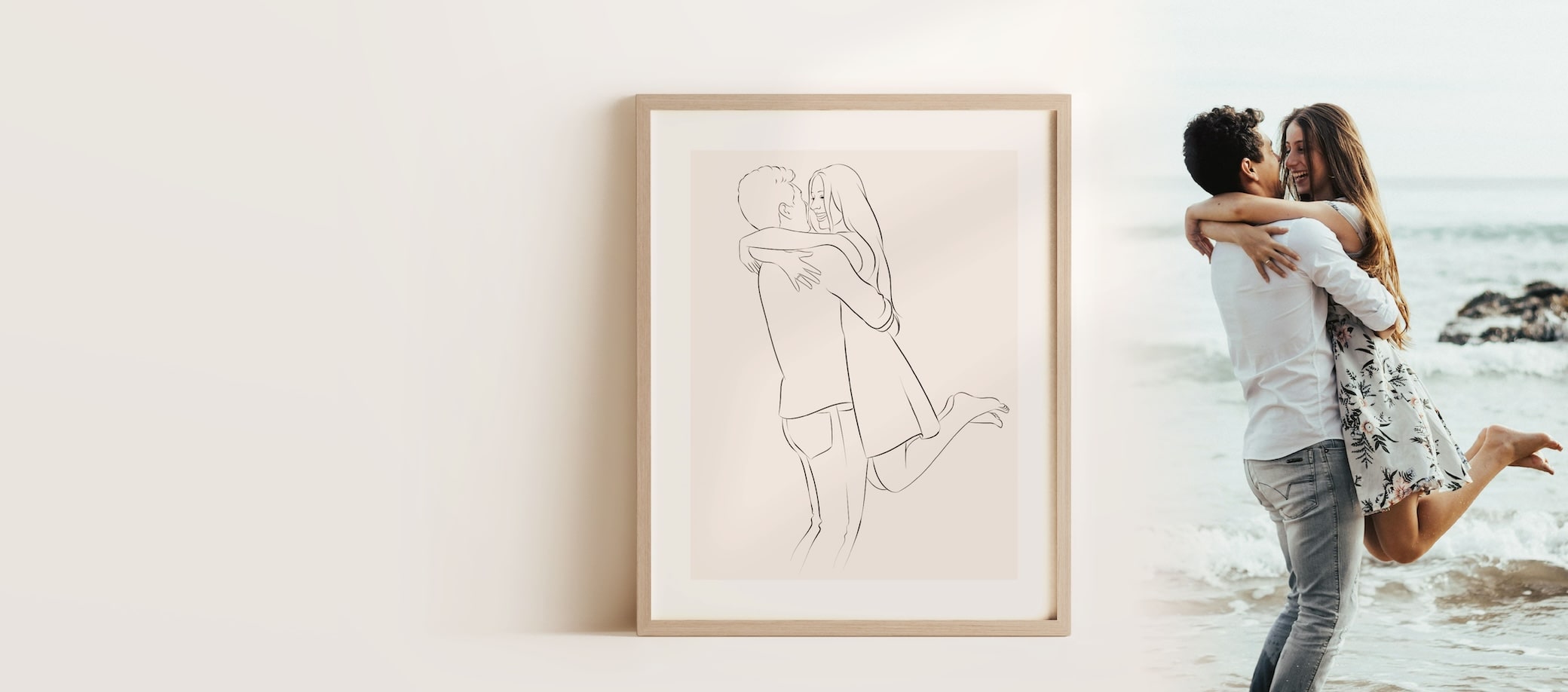 Verliebtes Paar in Line Art illustriert