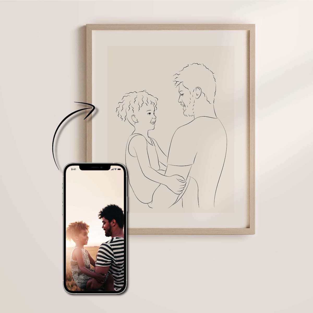 Disegno padre-figlia in Line Art