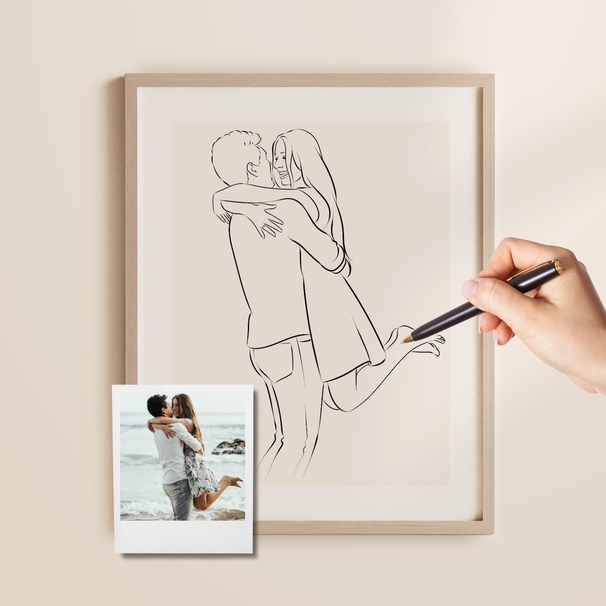 Zeichnung in Line Art eines Paares