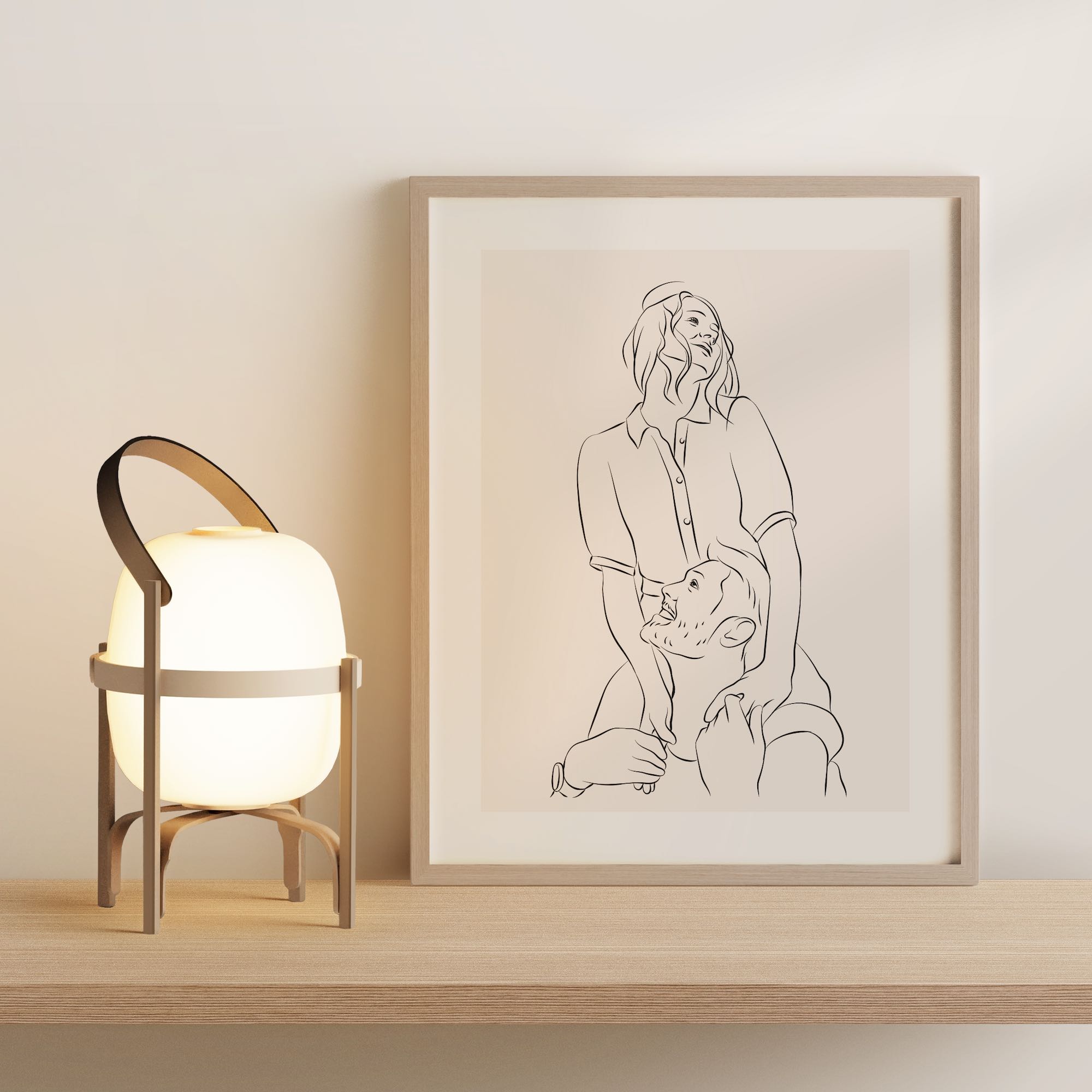 Line Art Illustration eines jungen verliebten Paares