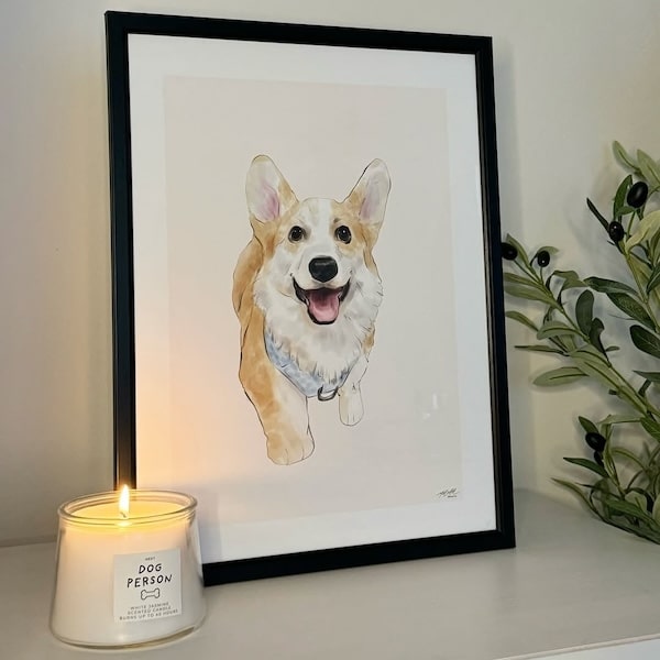 Farbiges Portrait eines Corgis