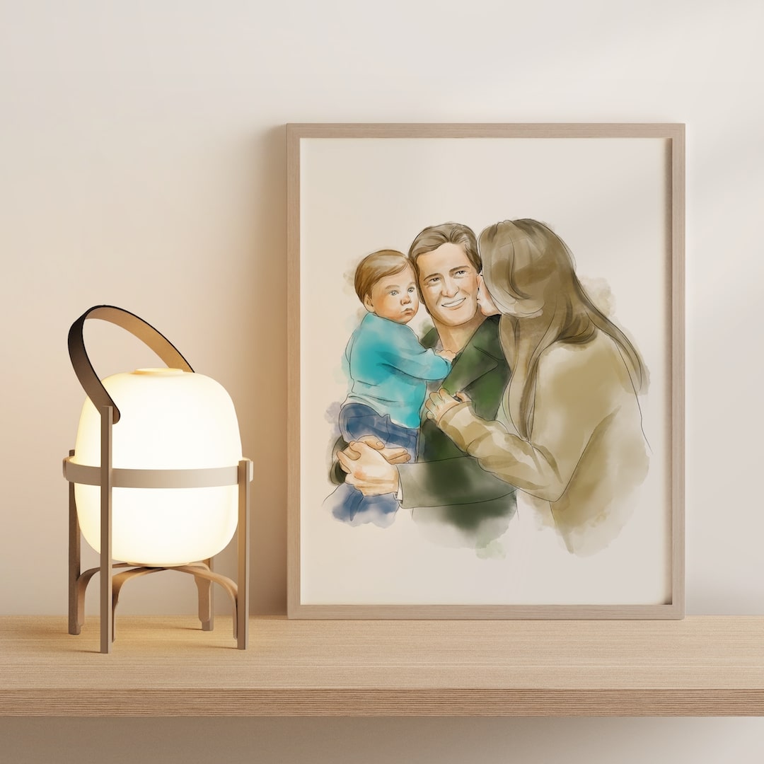 Padre e figlia che pattinano, disegnati in Line Art